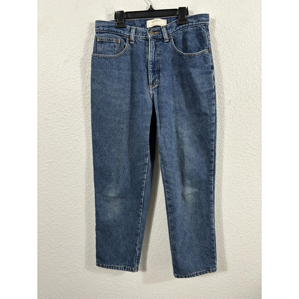 LL Bean‎ Double L Jeans Womens 10P Blue Flannel Lined Relaxed Fit Petite Plaid